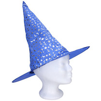 Klobouk čarodějnický modrý 35x36 cm
