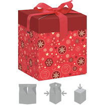Krabička dárková vánoční červená 12x12x15cm