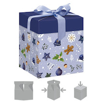 Krabička dárková vánoční modrá 12x12x15cm