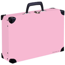Kufr hranatý okovaný Pastelini růžový