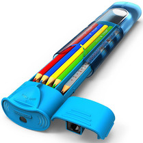 Multifunkční pouzdro pastelky/tužky s ořezávátkem mix 