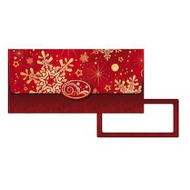 Obálka na peníze vločky červená 18x8,5cm