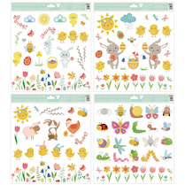 Okenní fólie mix se sluníčkem a kuřátky, 30x33,5 cm