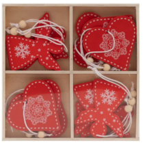 Ozdoby dřevěné set Anděl, srdce 12ks 