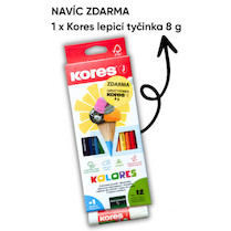 Pastelky Kolores 12ks trojhranné + lepidlo 8g