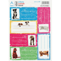 Samolepky etikety na sešity Pes
