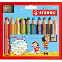 Stabilo woody 3in1 pastelky 10ks + ořezávátko