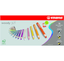 Stabilo woody 3in1 pastelky 18ks + ořezávátko