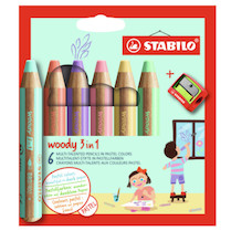 Stabilo woody 3in1 pastelky pastelové 6ks + ořezávátko