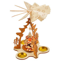 Svícen točící dřevěný sněhuláci 17,5x17,5x23,5cm