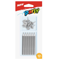 Svíčka dortová stříbrná 12ks