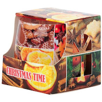 Svíčka sklo 80x75mm vonná jablko skořice