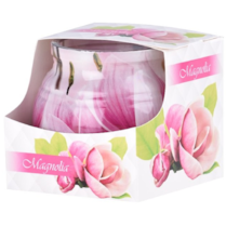 Svíčka sklo 80x72mm vonná Magnolie