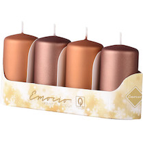 Svíčka válec 40x75mm metal mat hnědý 4ks