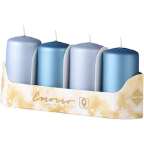 Svíčka válec 40x75mm metal mat modrý 4ks