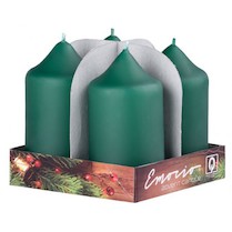 Svíčka válec 40x80mm tmavě zelená 4ks