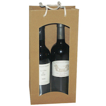 Taška kartonová na víno přírodní 2 lahve