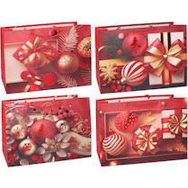 Taška papírová 25x32x11cm M červená mix