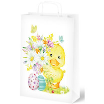 Taška papírová bílá s uchem Kachňátko 18x24x8cm