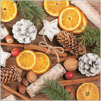 Ubrousky vánoční třívrstvé  478 Pomeranč se skořicí