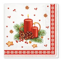 Ubrousky vánoční třívrstvé Candle with Frame 33x33cm