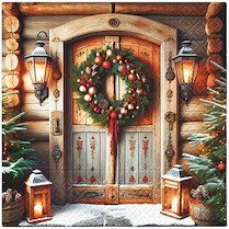 Ubrousky vánoční třívrstvé Doorway to Christmas 33x33cm