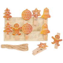 Vánoční dřevěné kolíčky přírodní 10ks