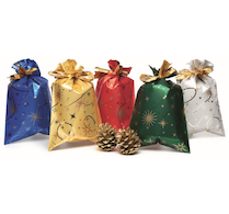 Vánoční sáček celofan 16x25 cm hvězdy