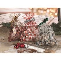 Vánoční sáček celofan 16x25 cm transparent Hvězdy