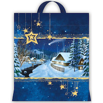 Vánoční taška PE noční vesnička 40x46x8cm