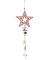 Vánoční závěs hvězda červená 18,5x18,5cm