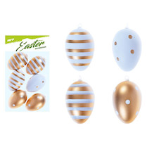 Velikonoční vajíčka plastová bílo zlatá 6cm 6ks