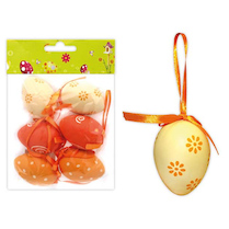 Velikonoční vajíčka plastová oranžová 6cm 6ks