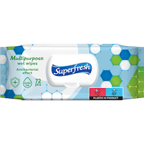 Vlhčené ubrousky antibakteriální Superfresh uzavíratelné víčko 72ks