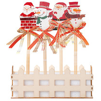 Zápich dřevěný Sněhulák Santa 55x75mm