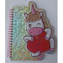 Zápisník A5 spirála laser 20x15cm Jednorožec srdce