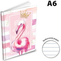 Záznamní kniha A6 linka Plameňák