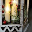 Vánoční světlo LED lucerna bílá 33cm
