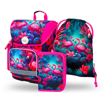 Aktovka školní Baagl Plameňáci sada