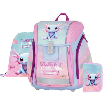 Aktovka školní Premium Light Axolotl sada