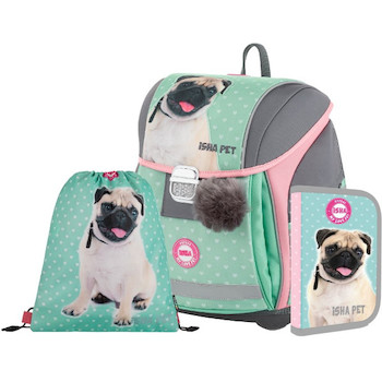 Batoh školní anatomický Premium Light Isha sada