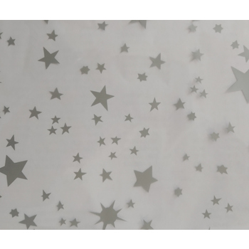 Celofánové archy čiré s potiskem stříbrné hvězdičky 76x130cm 3ks