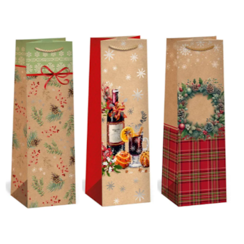 Dárková taška papírová na láhev 11 x 36 cm mix motivů