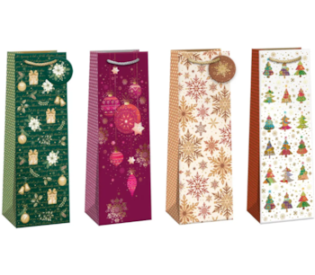 Dárková taška papírová na láhev 13 x 37,5 x 11 cm mix motivů