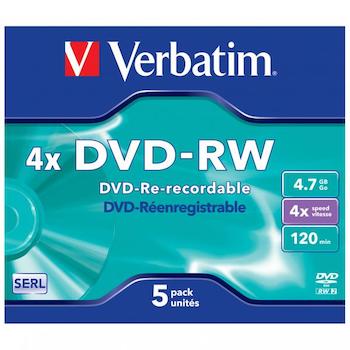 DVD-RW Verbatim 4,7 GB, 4x jewel box 1ks