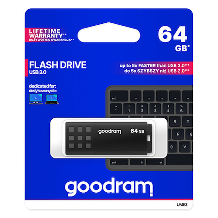 Flash disk USB Goodram černý s krytkou 64GB