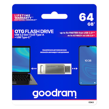 Flash disk USB Goodram stříbrný s otočnou krytkou 64GB