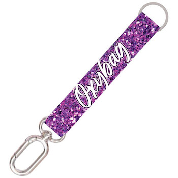 Klíčenka s karabinkou krátka Purple glitter