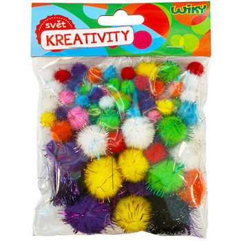 Kuličky dekorační Pom Pom se třpytkami 80ks