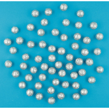 Kuličky dekorační Pom Pom stříbrné 1,5 cm 60ks